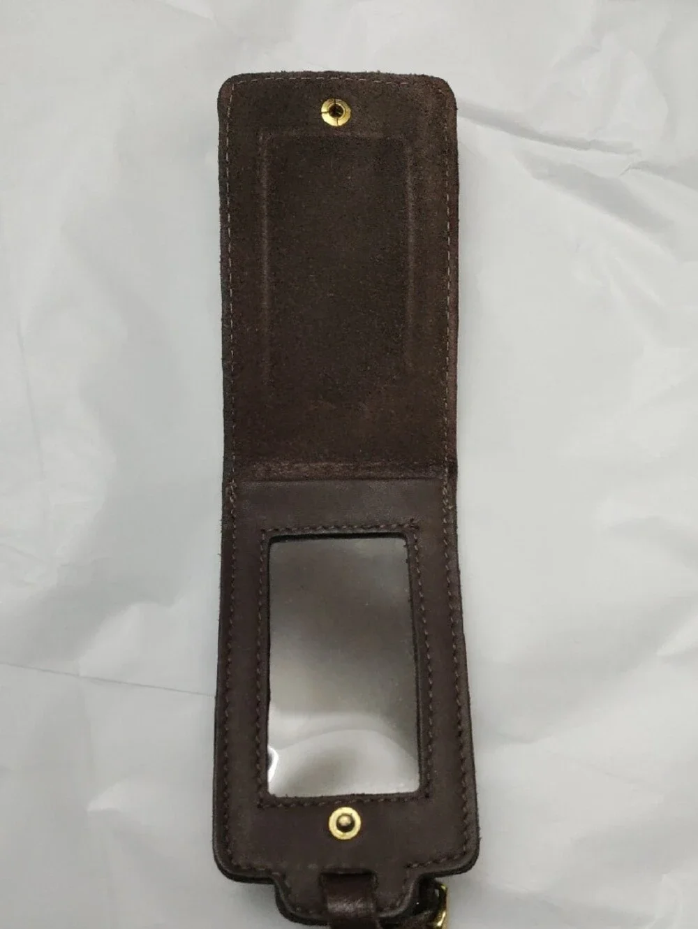 Coach Vintage Dark Brown Leather Luggage ID Tag with Brass Tone Buckle